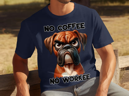 No Coffee No Workee Funny Dog Cartoon T-shirt