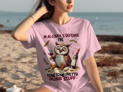 Funny Owl 'In Alcohol's Defense' Graphic T-Shirt