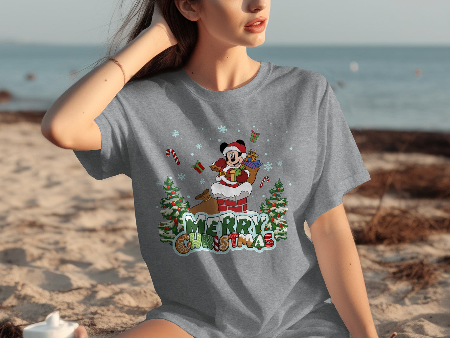 Merry Christmas Santa Mouse Graphic Holiday Shirt