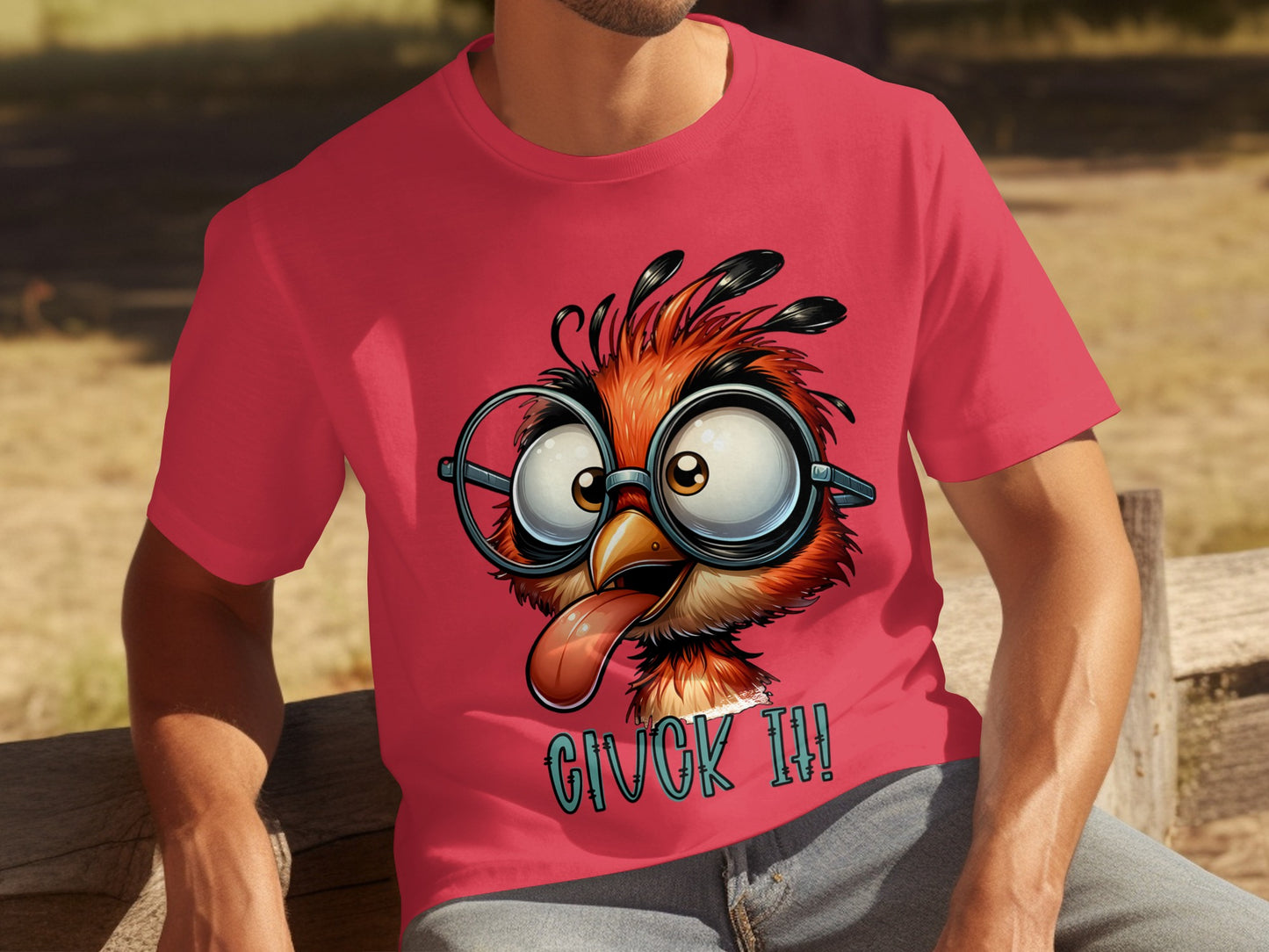 Funny Cartoon Bird Design Gluck It Graphic T-Shirt