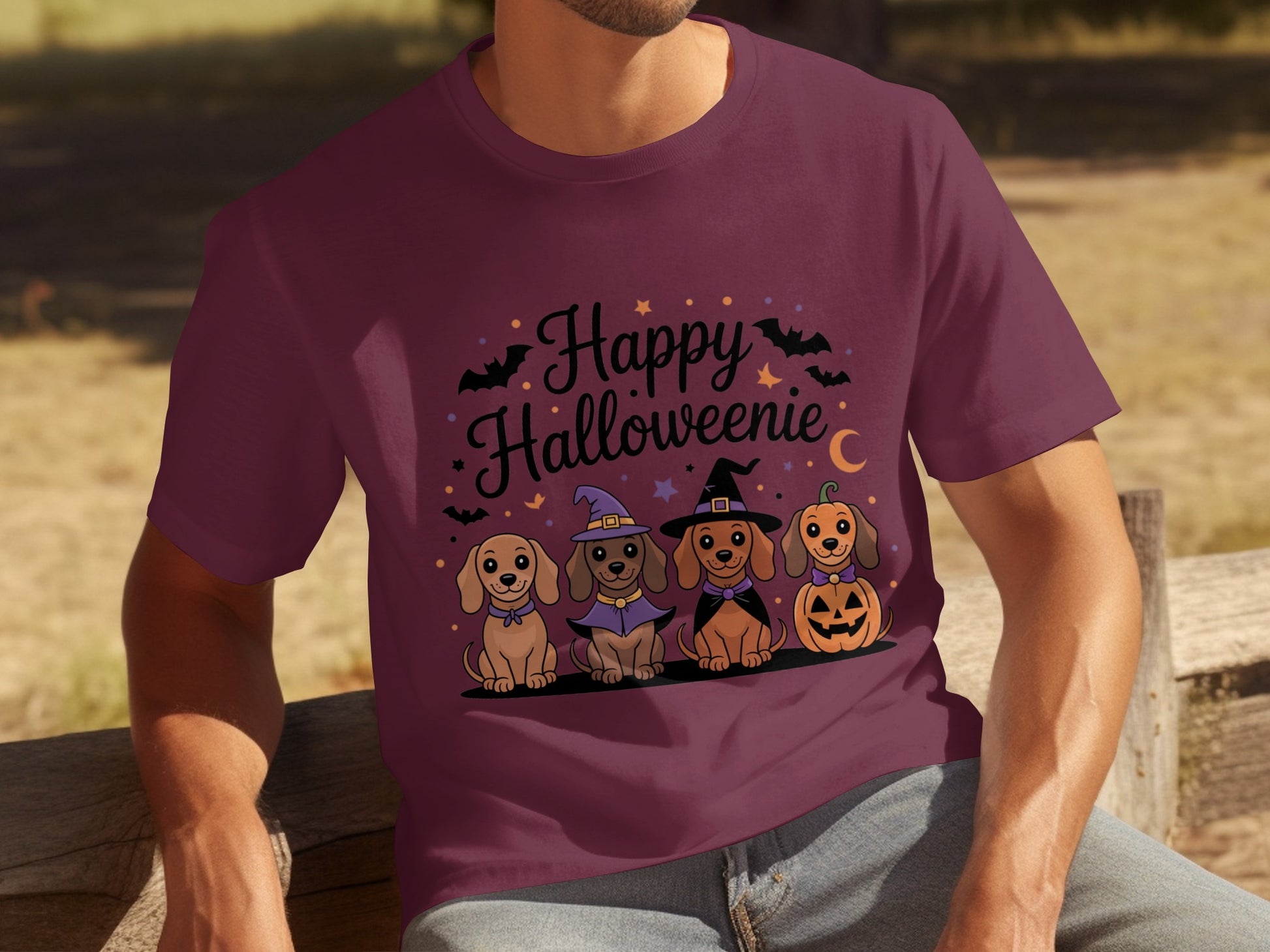 Happy Halloweenie Dachshund Dog Graphic T-Shirt