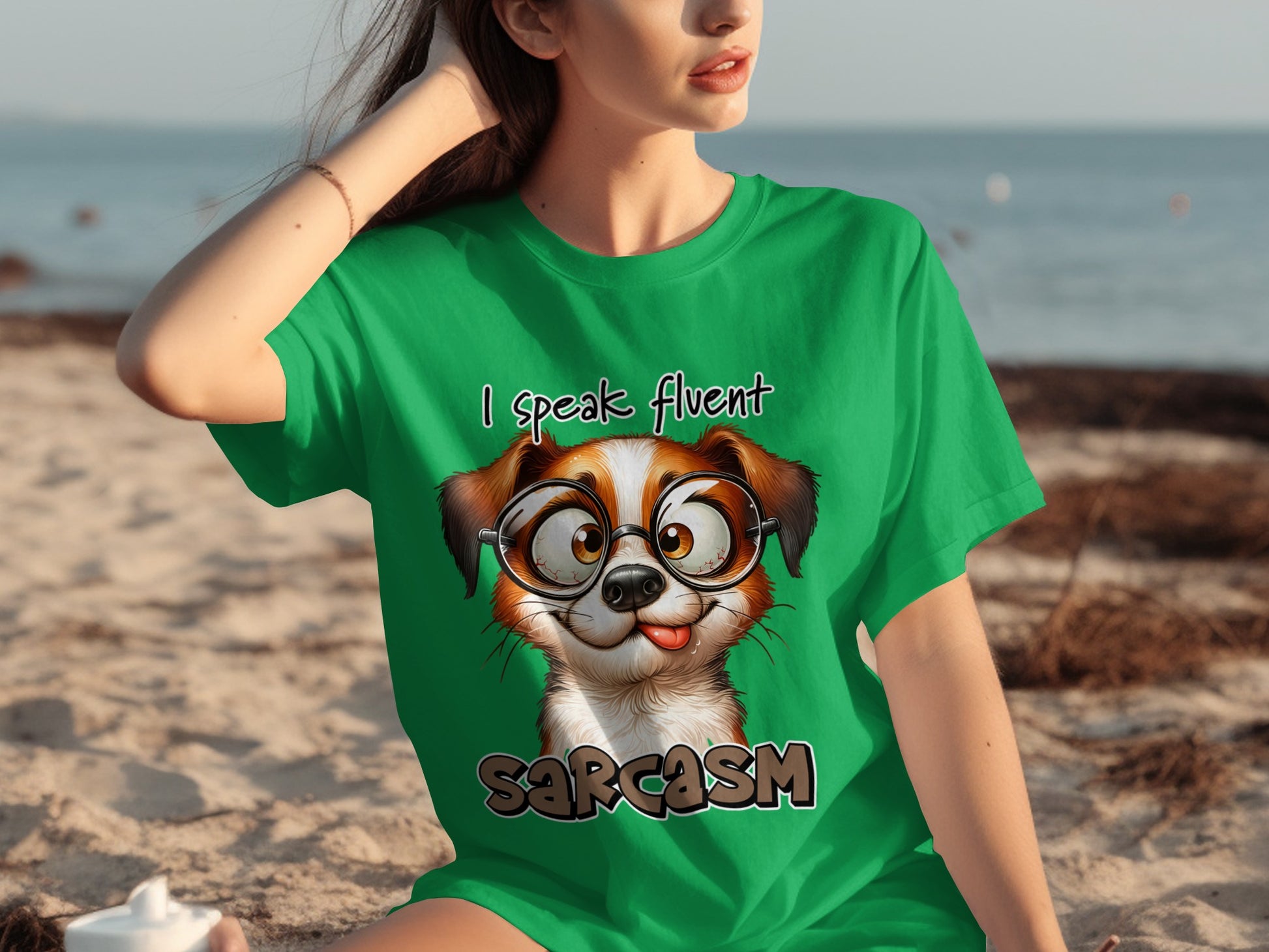 I Speak Fluent Sarcasm Funny Dog Graphic Tee Shirt