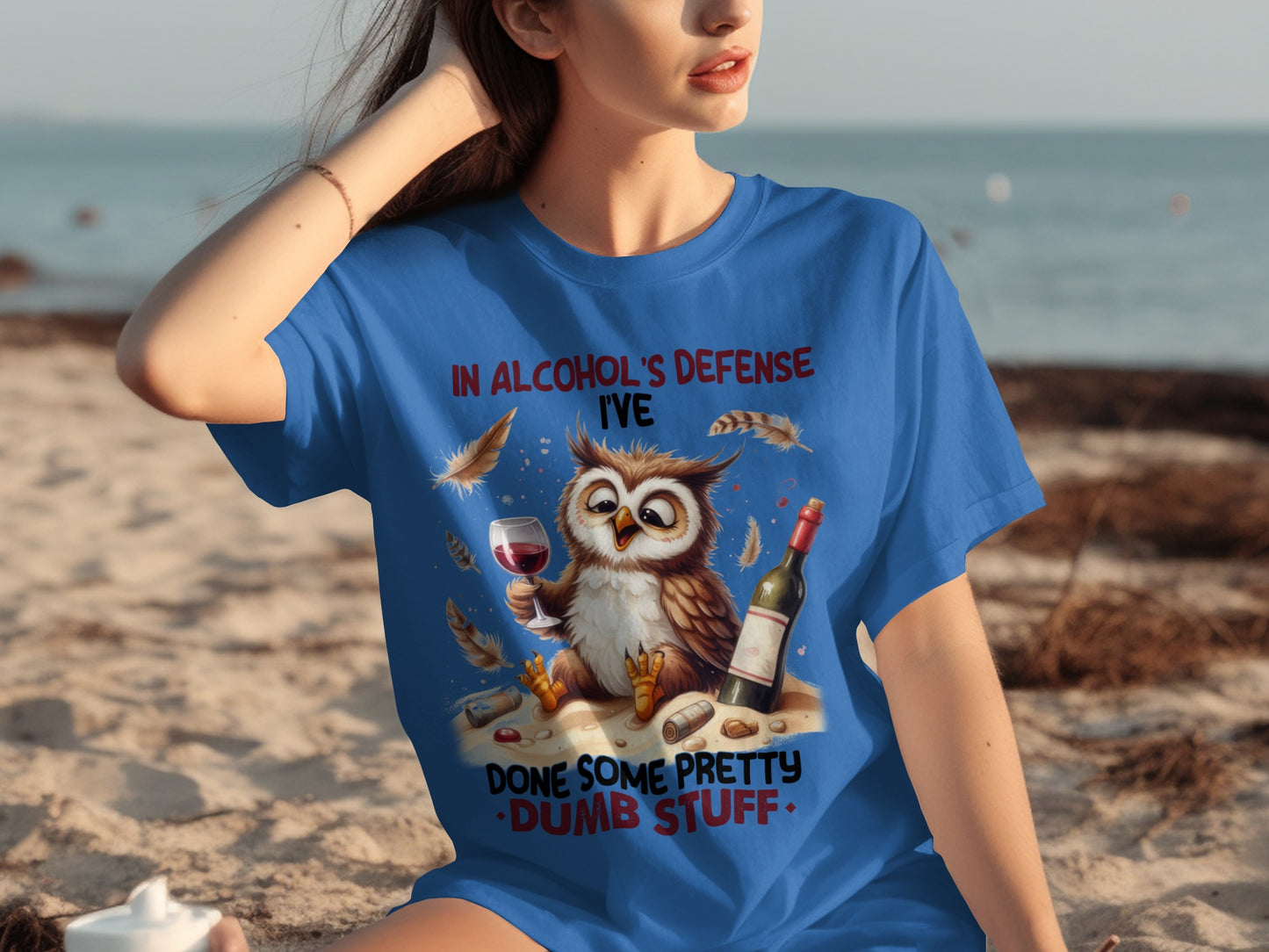 In Alcohol's Defense Funny Owl Drinking T-shirt
