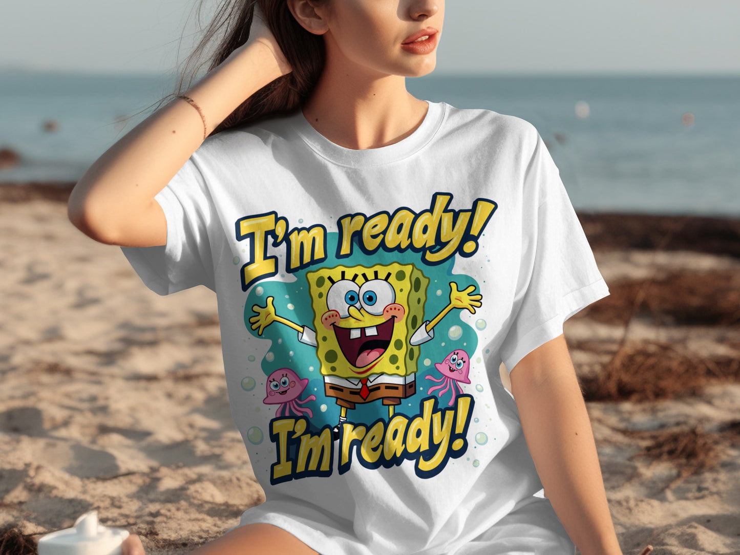 I'm Ready SpongeBob Graphic Design T-Shirt