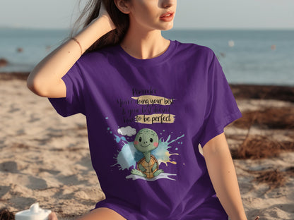 Doing Your Best Turtle Print Purple Casual Wear T-shirt