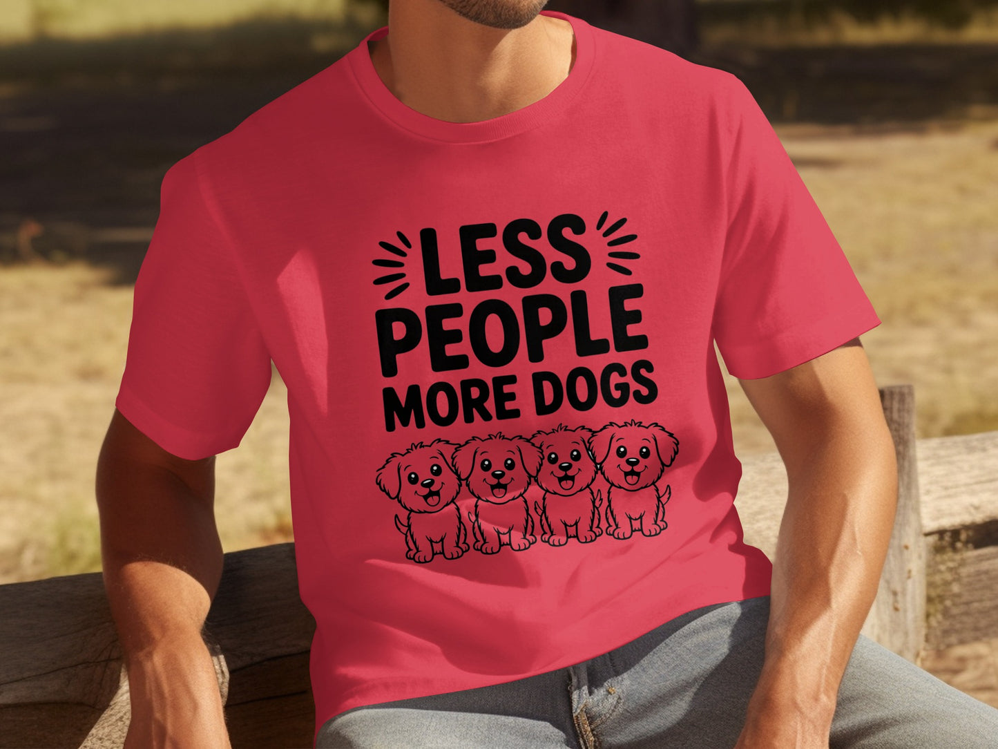 Less People More Dogs Cute Puppies Graphic T-shirt