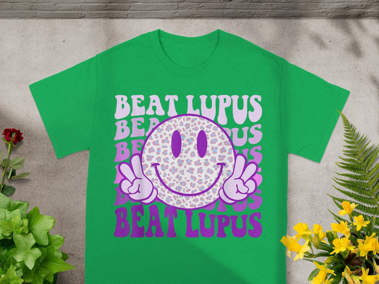 Beat Lupus Smile Face Green Inspirational T-Shirt