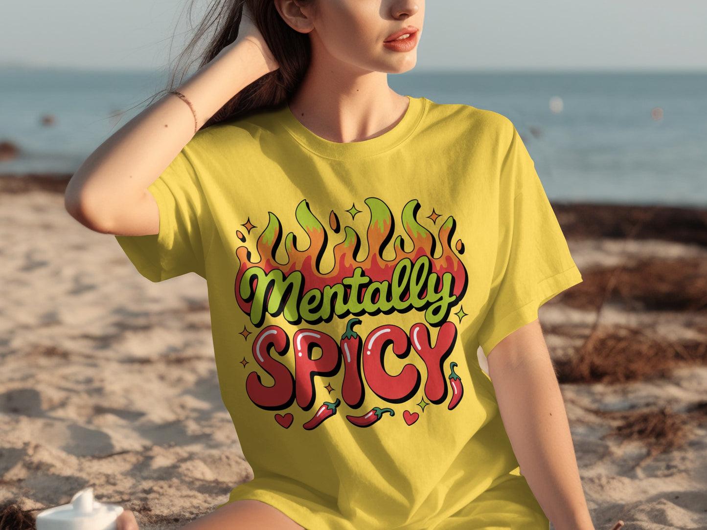 Mentally Spicy Graphic Yellow T-Shirt for Bold Statements