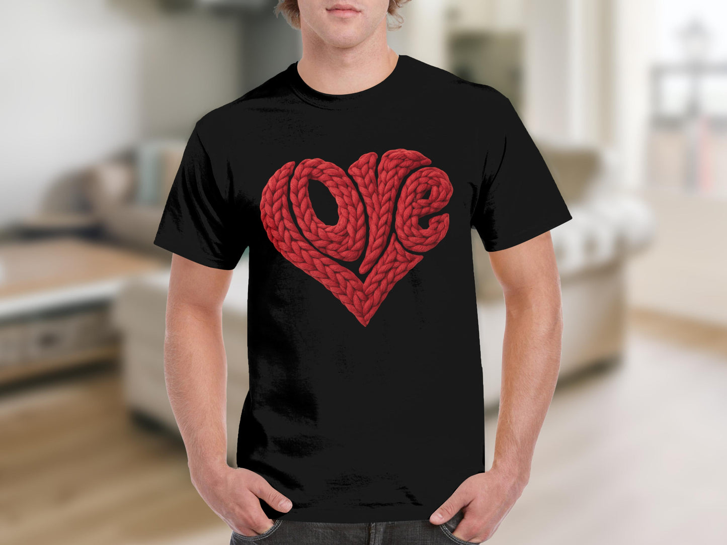 Love Heart Rope Design Graphic T-shirt for Men