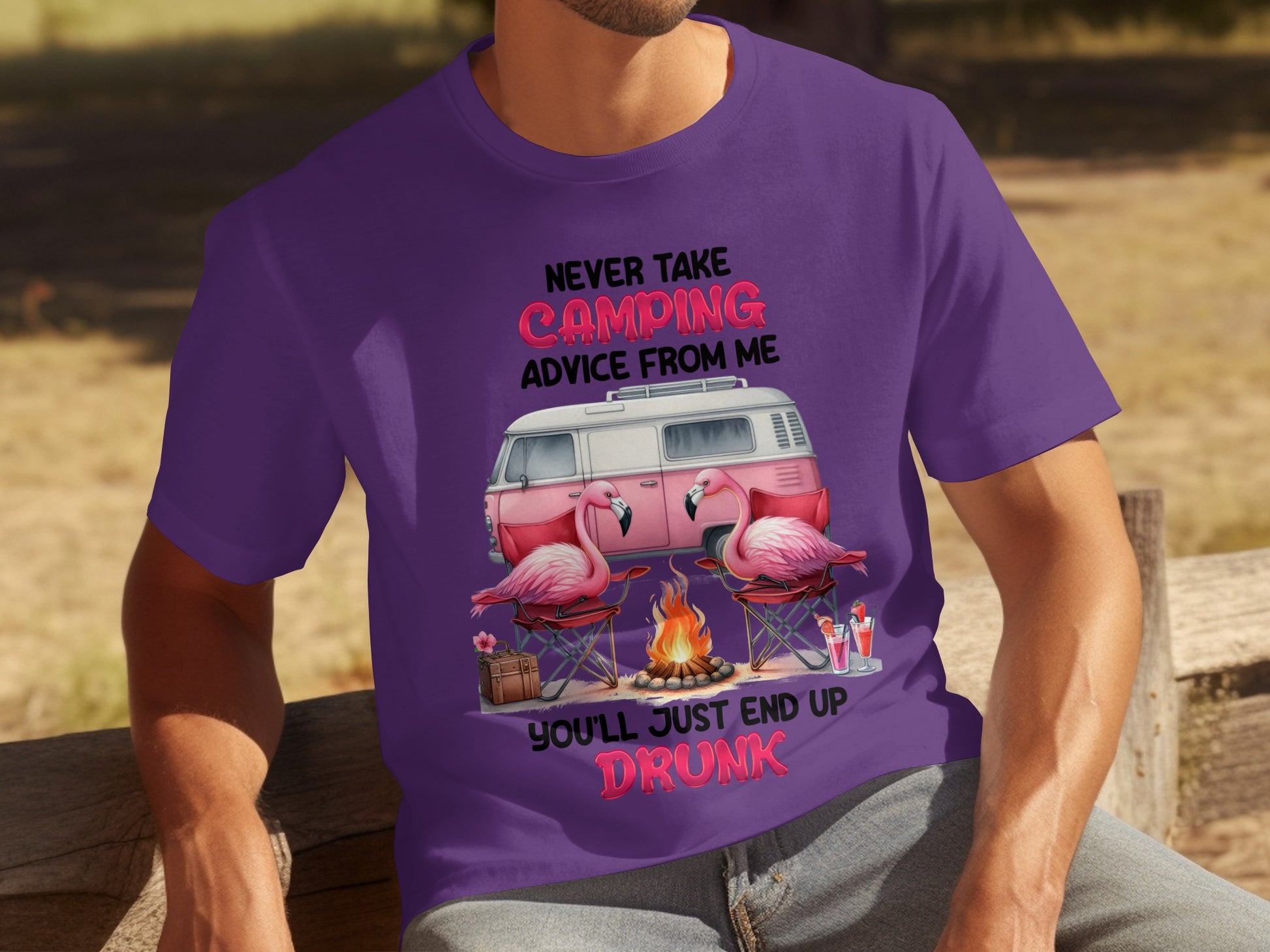Never Take Camping Advice From Me Flamingo T-shirt
