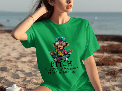 Funny Meditating Monkey Graphic T-Shirt