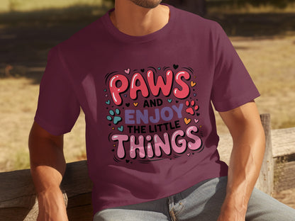 Paws and Enjoy the Little Things Graphic T-Shirt