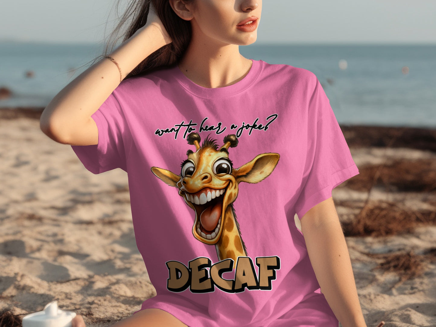 Funny Giraffe DECAL Cute Pink Shirt with Funny Print