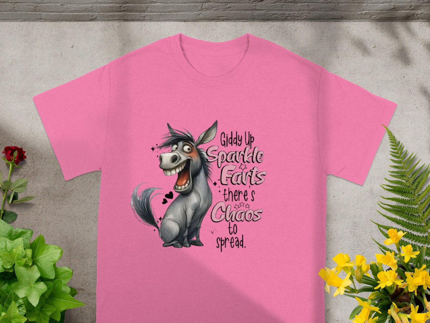 Giddy Up Sparkle Farts There's Chaos Pink T-shirt