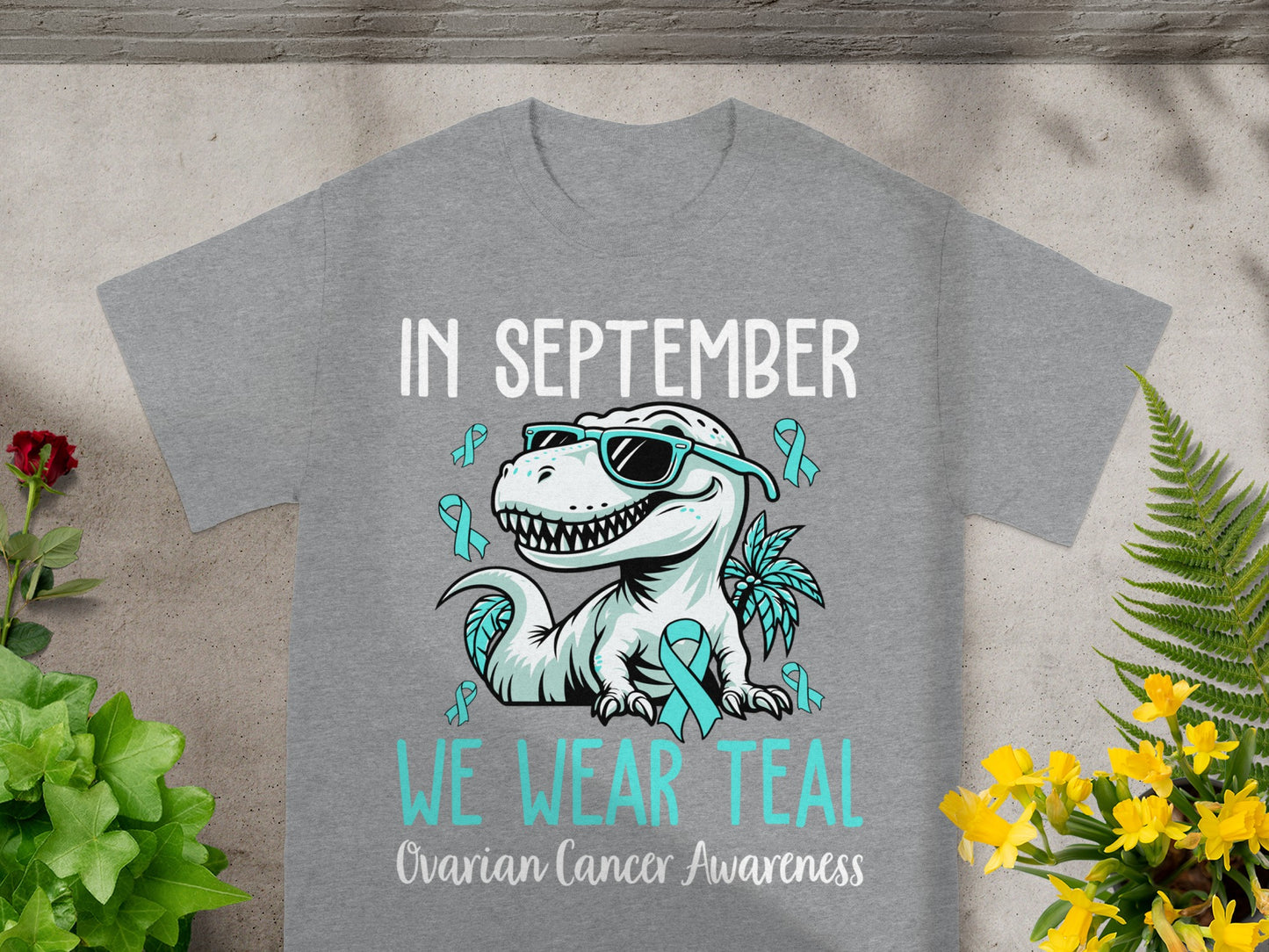 In September We Wear Teal Ovarian Cancer Awareness Shirt