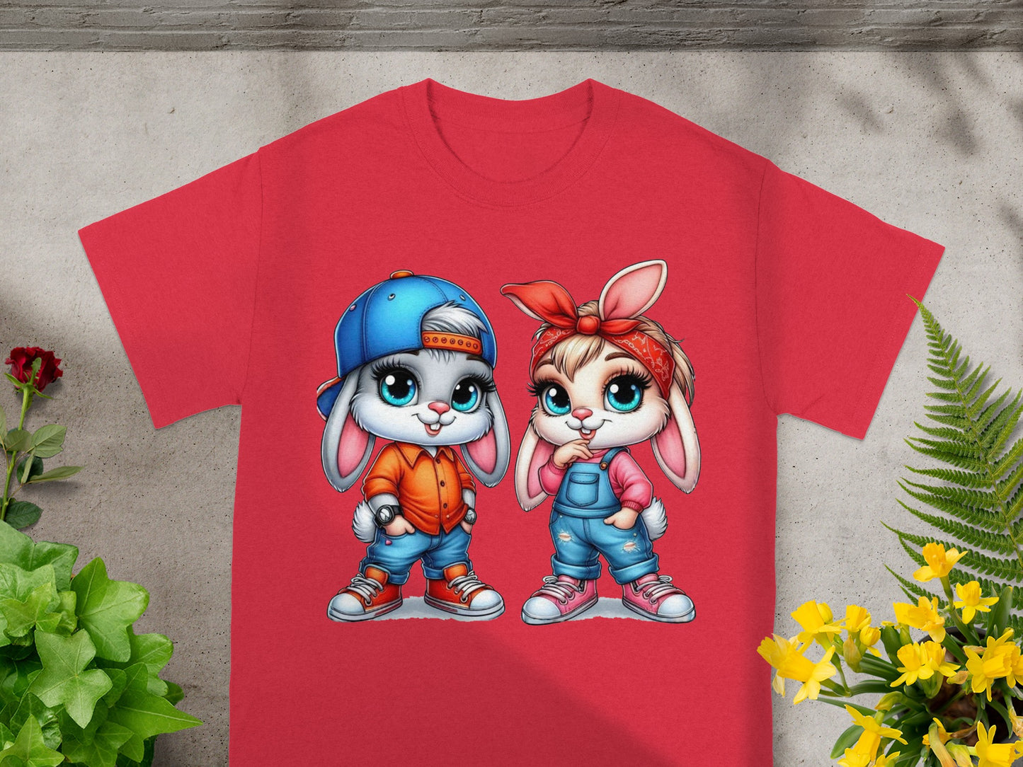 Playful Street Style Bunny Duo T-Shirt
