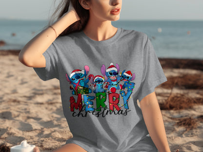 Merry Christmas Cute Cartoon Characters Design Shirt