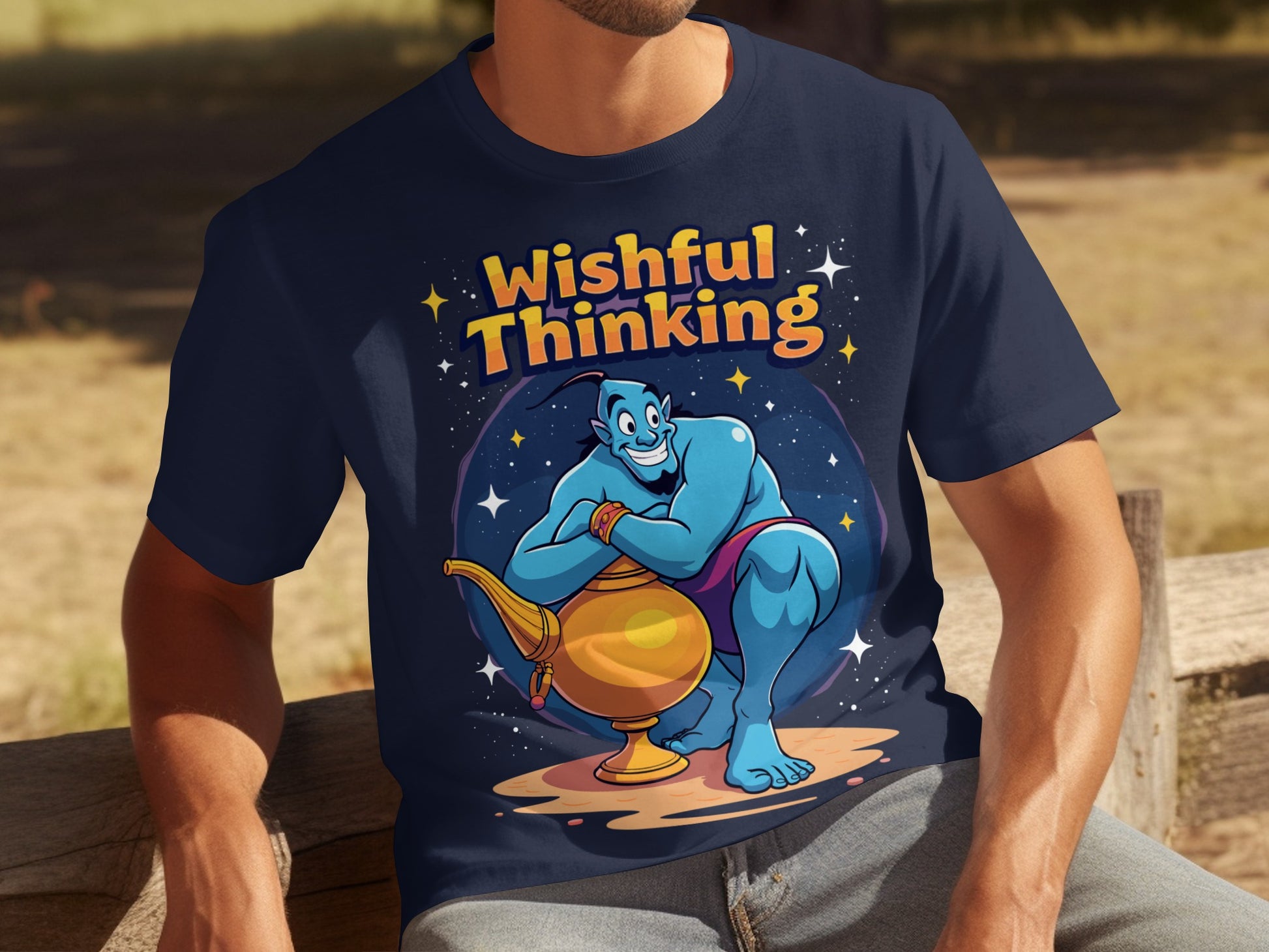 Wishful Thinking Graphic Blue Cartoon T-Shirt