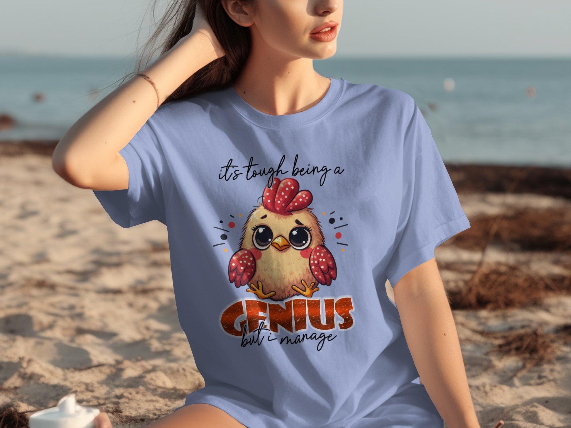 It's Tough Being a Genius Chicken Design T-Shirt