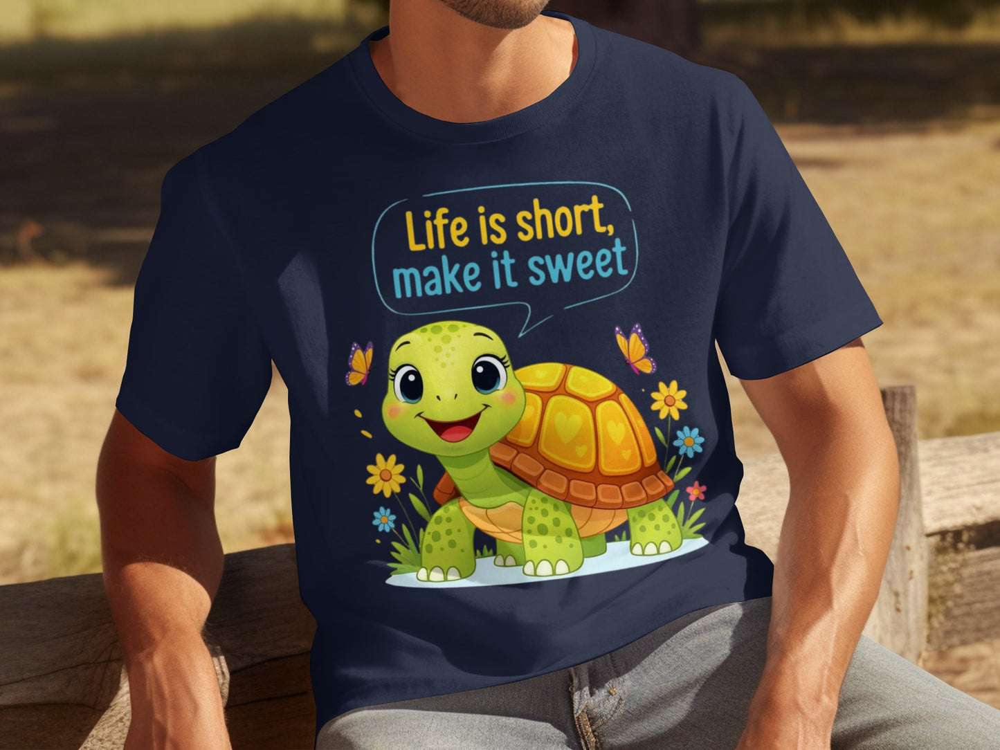 Life is short make it sweet turtle graphic t-shirt