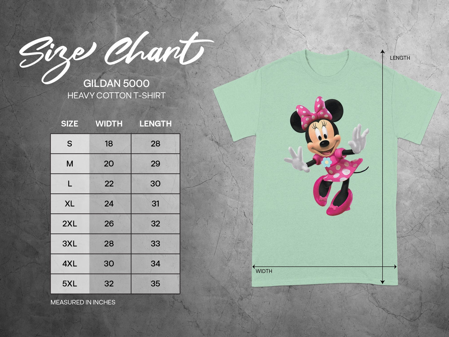 Gildan 5000 Heavy Cotton T-Shirt Size Chart product type