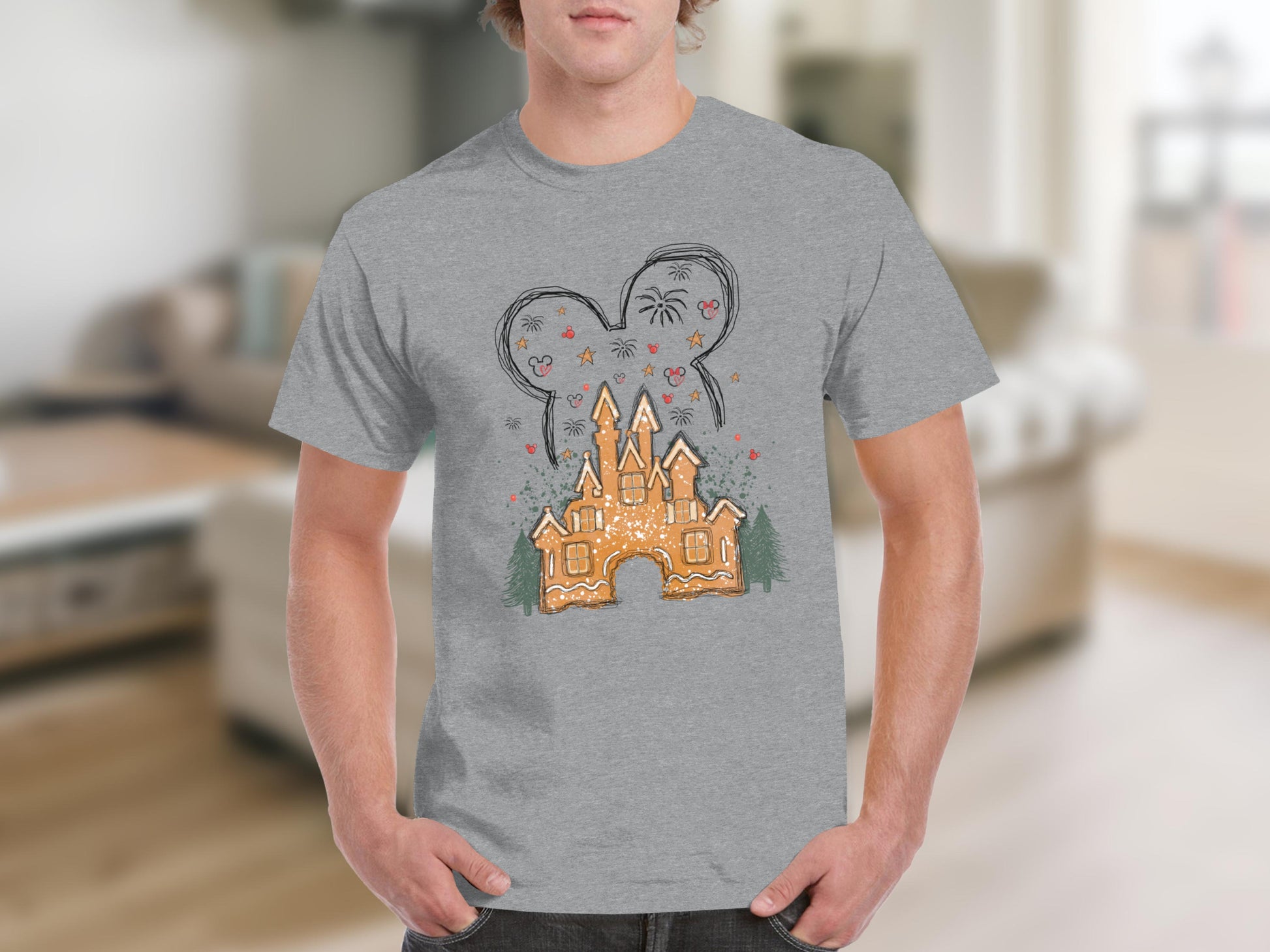 Gingerbread Castle Graphic Design T-Shirt