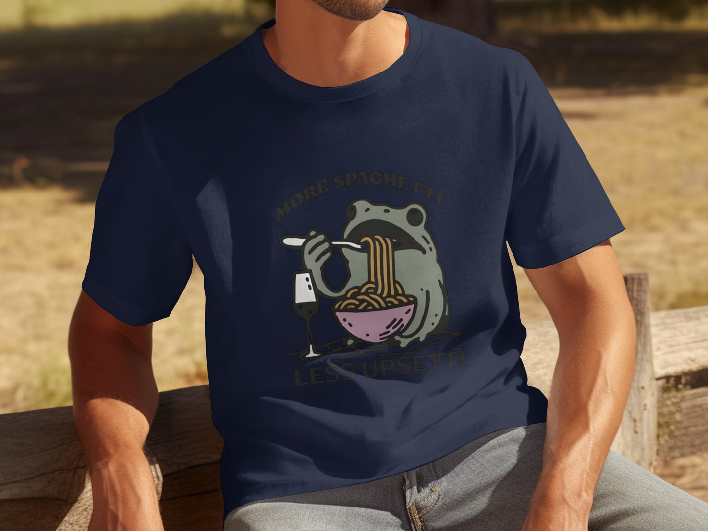 More Spaghetti Less Upsetti Frog Graphic T-Shirt