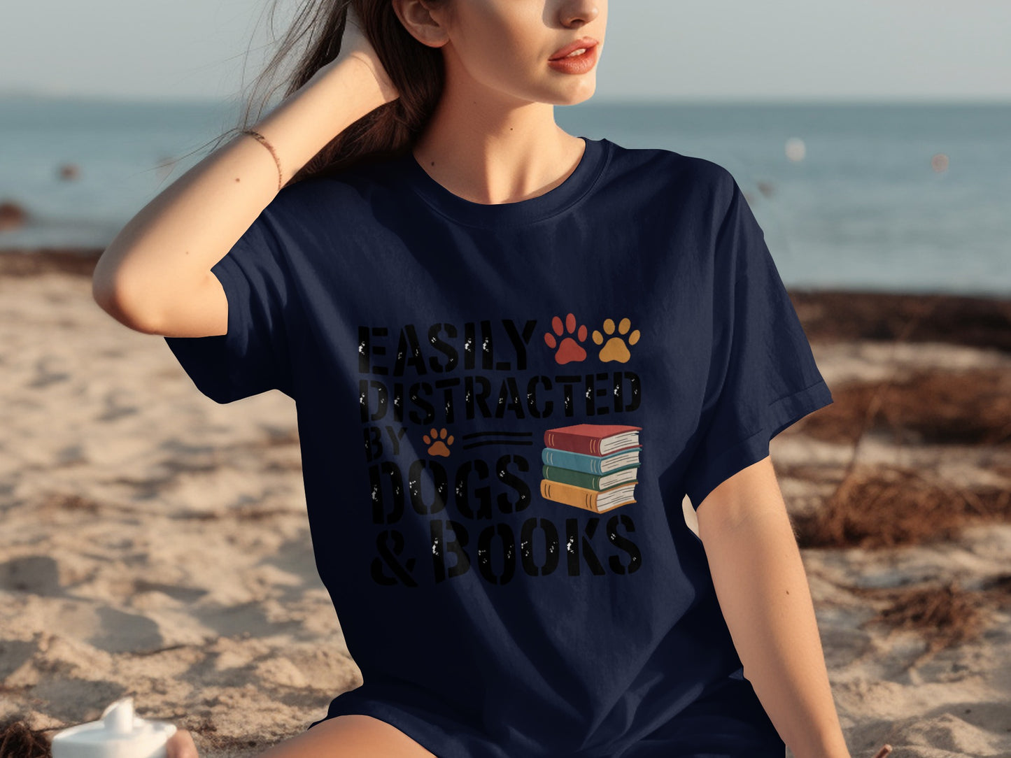 Easily Distracted By Dogs And Books T-shirt Product