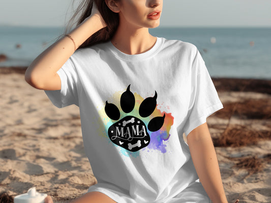 Colorful Paw Print Mama Design Women's T-Shirt