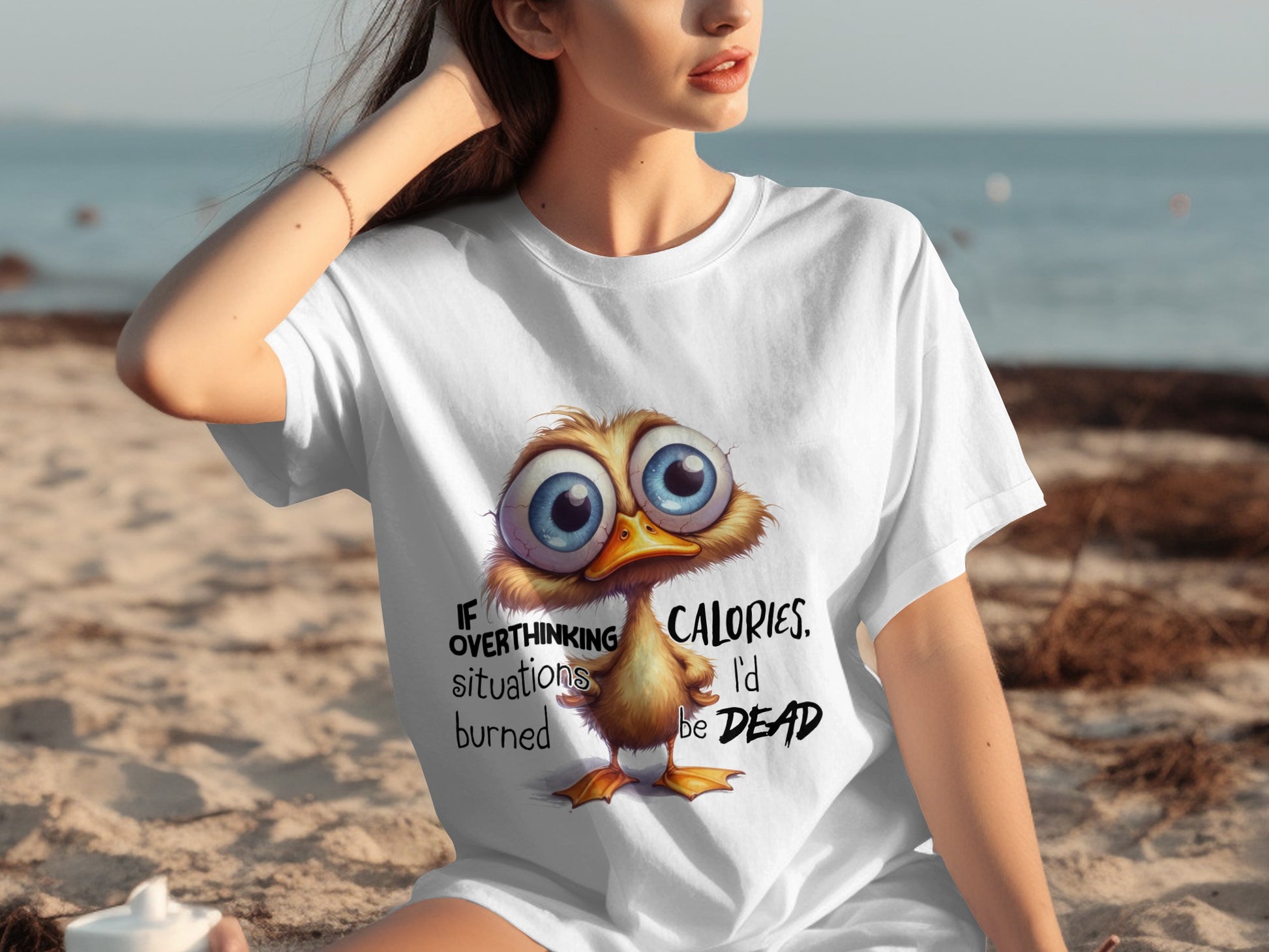 Cute Big-Eyed Bird Quote White Graphic T-shirt