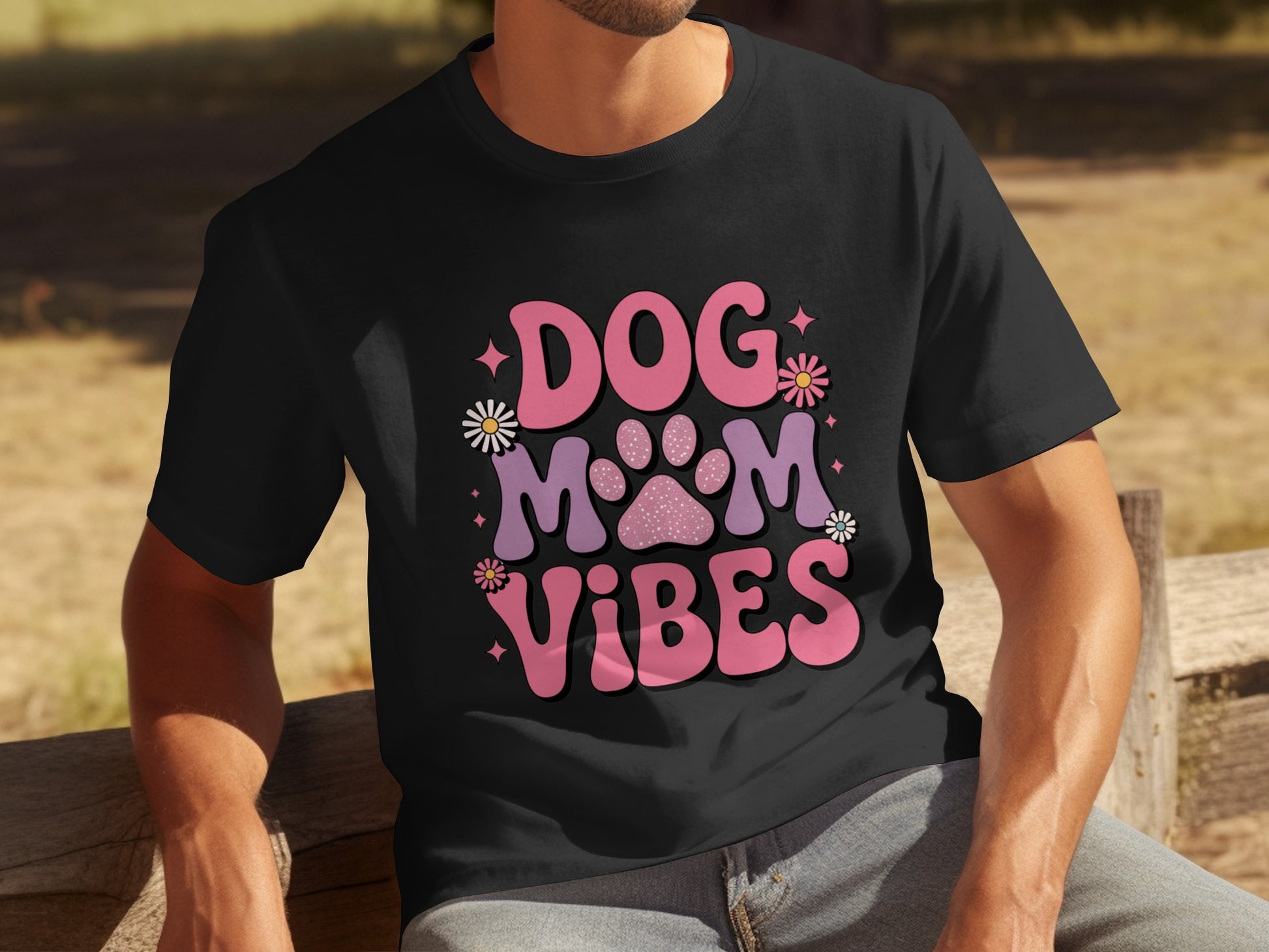 Dog Mom Vibes Graphic T-Shirt for Pet Lovers