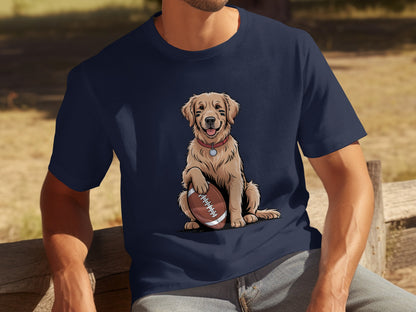 Cute Golden Retriever with Football T-shirt