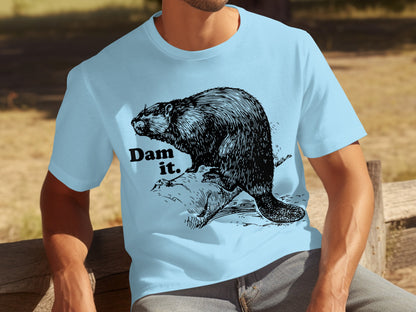 Dam It Beaver Graphic Print Funny Quote T-shirt