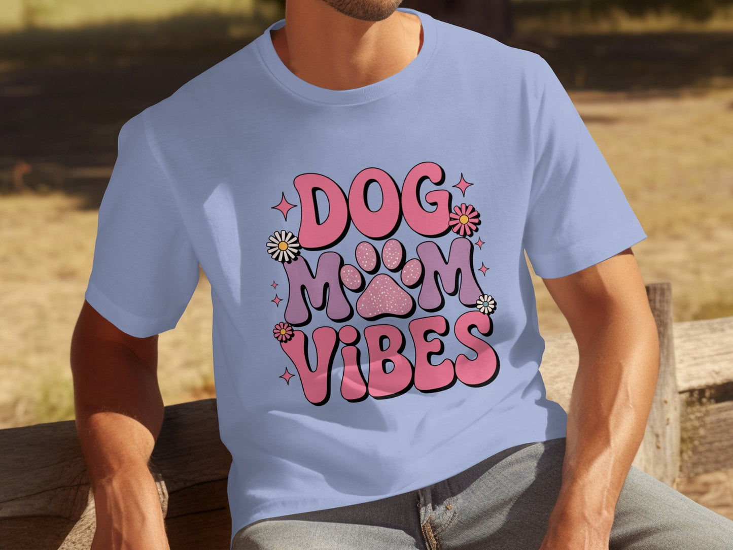 Dog Mom Vibes Graphic Tee with Floral Designs