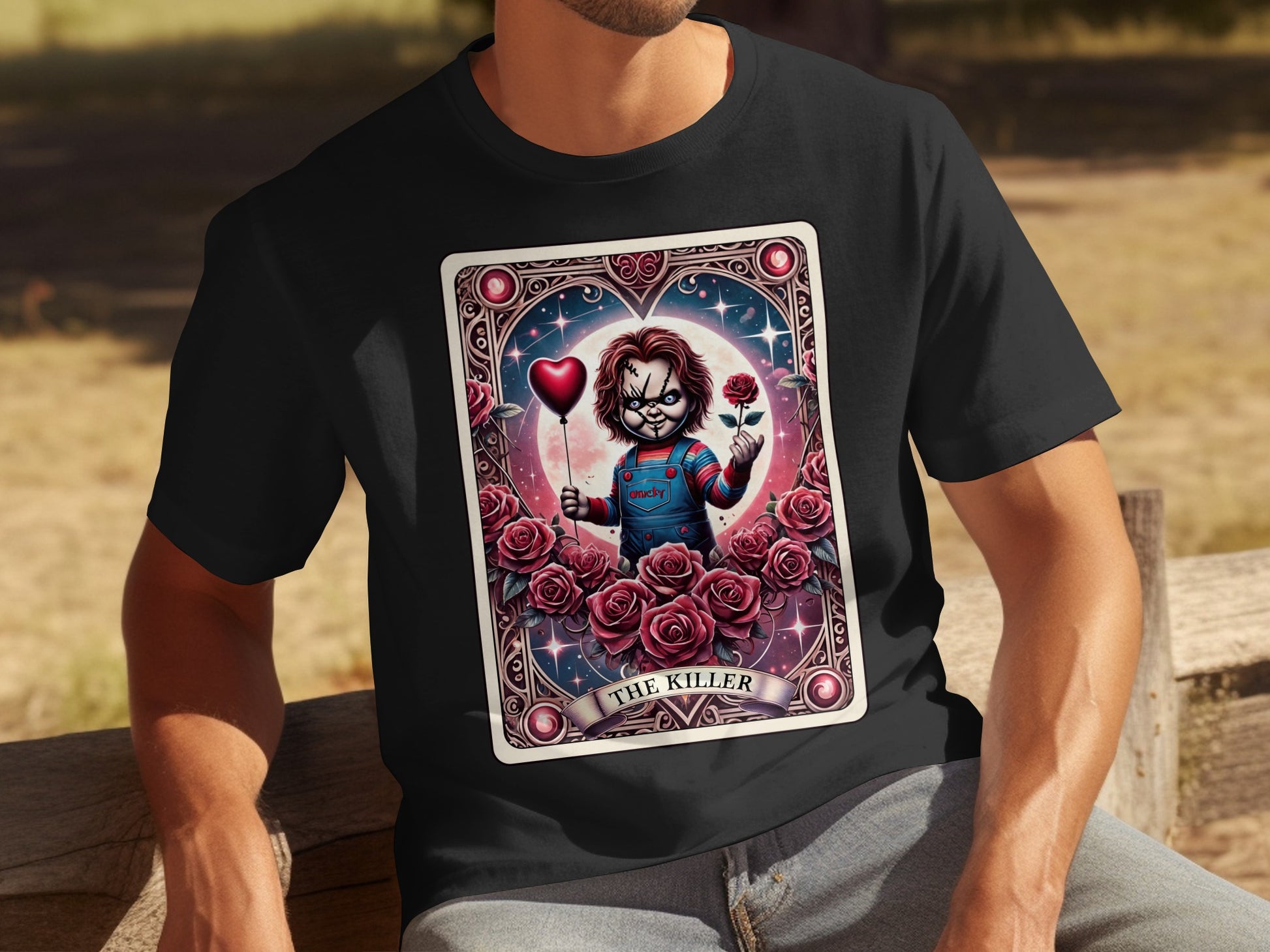 Chucky Killer Rose Heart Graphic T-Shirt