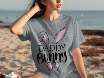 Daddy Bunny Cute Graphic Tee Shirt for Beach Wear