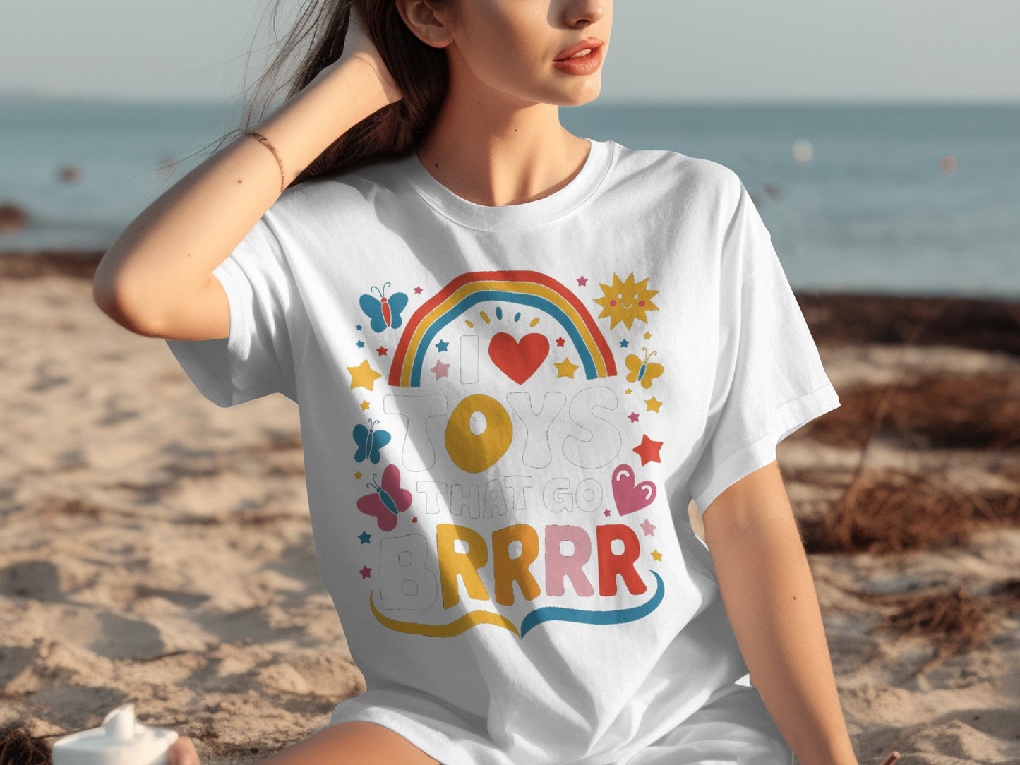 I Love Toys That Go BRRR Fun Rainbow Design T-shirt