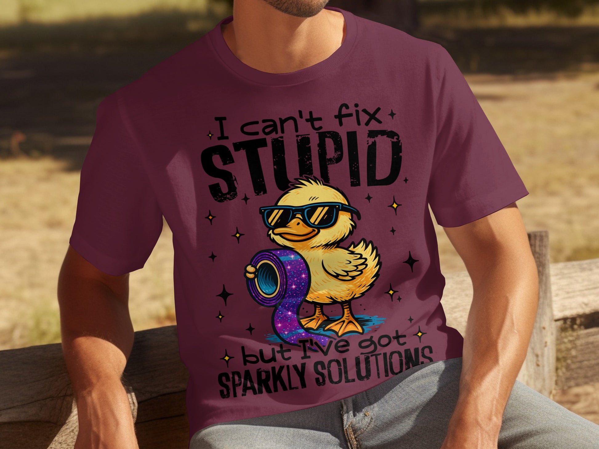 I Can't Fix Stupid Duck Sparkly Solutions T-Shirt
