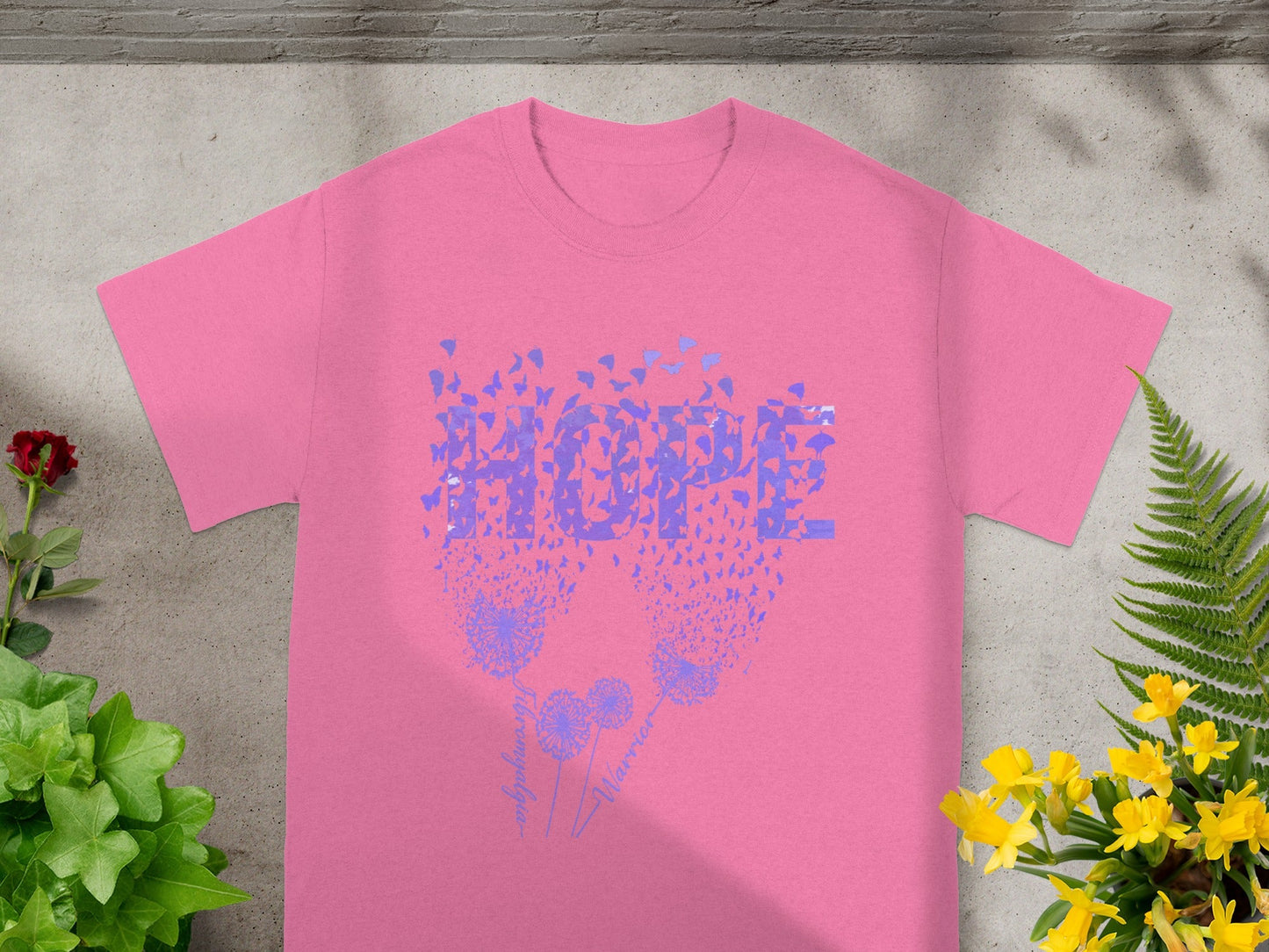 Inspiring Pink T-Shirt with Hope and Butterflies Design