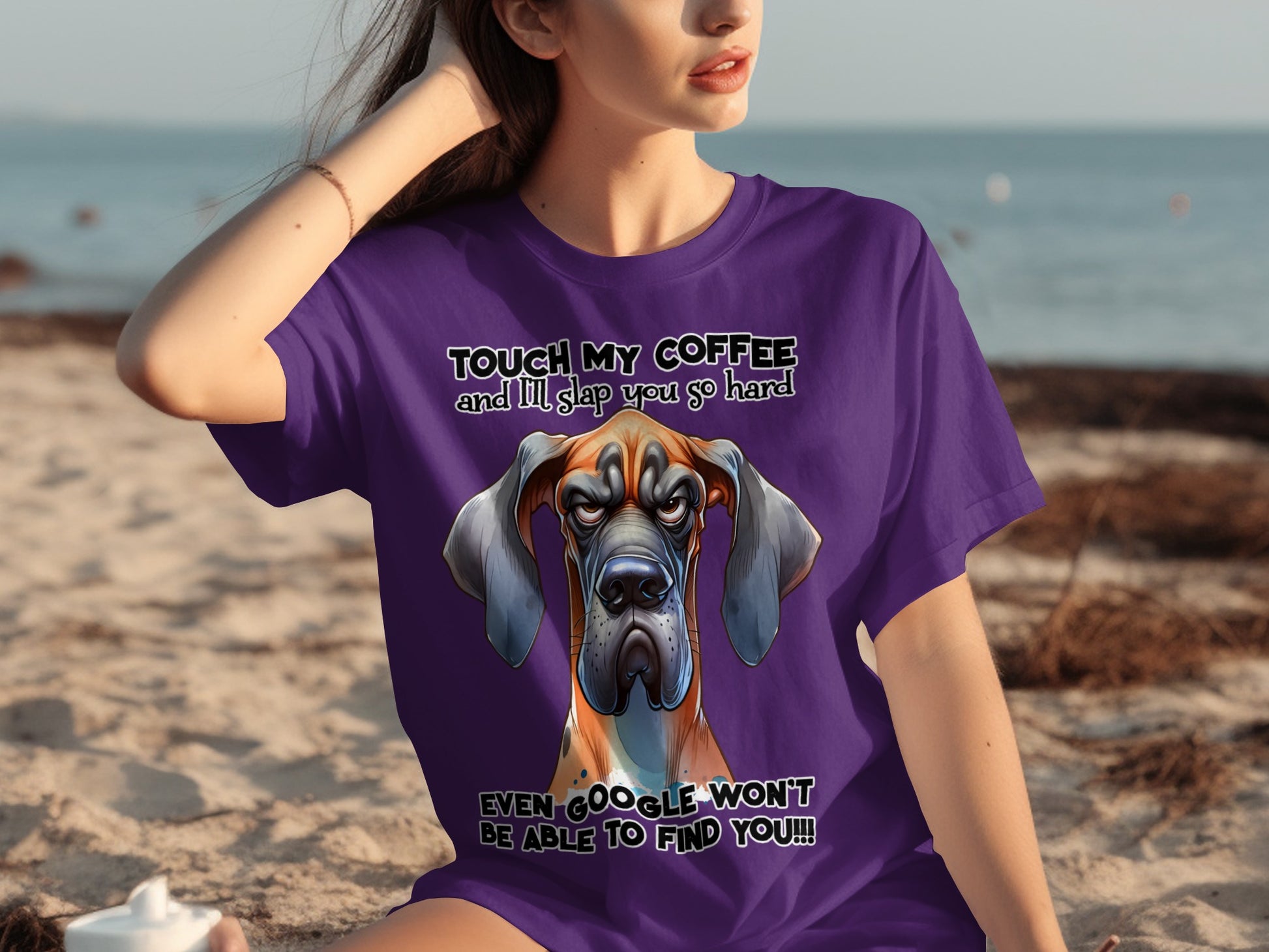 Touch My Coffee Funny Dog Graphic T-shirt for Pet Lovers