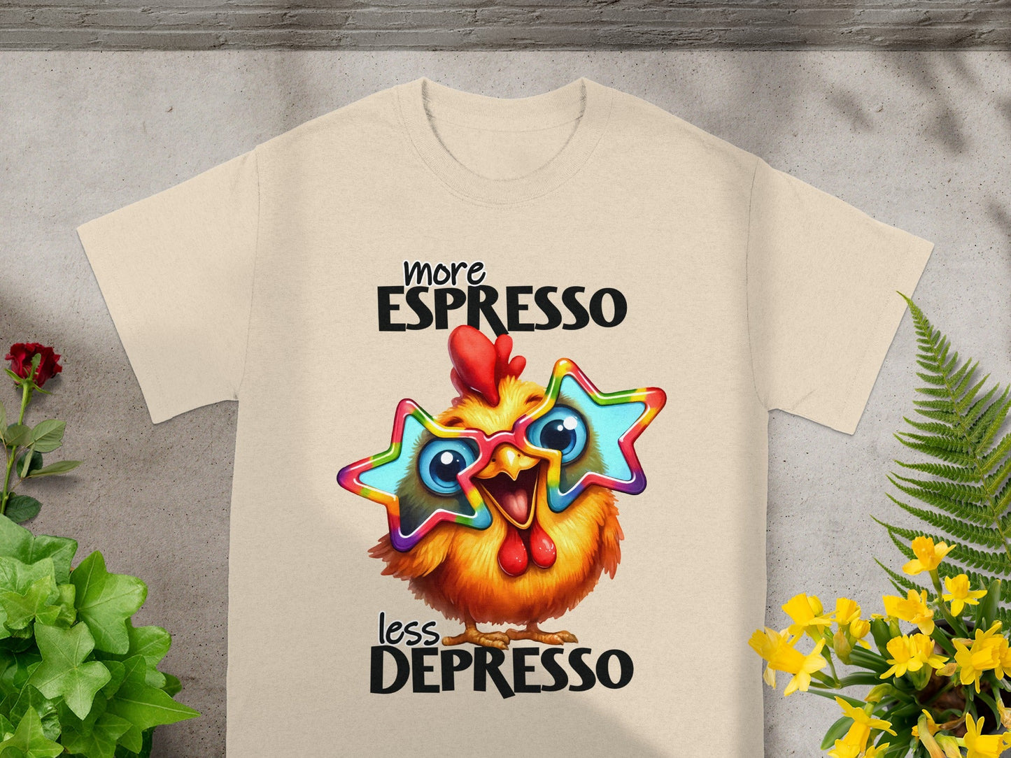 Funny Chicken More Espresso Less Depresso T-shirt
