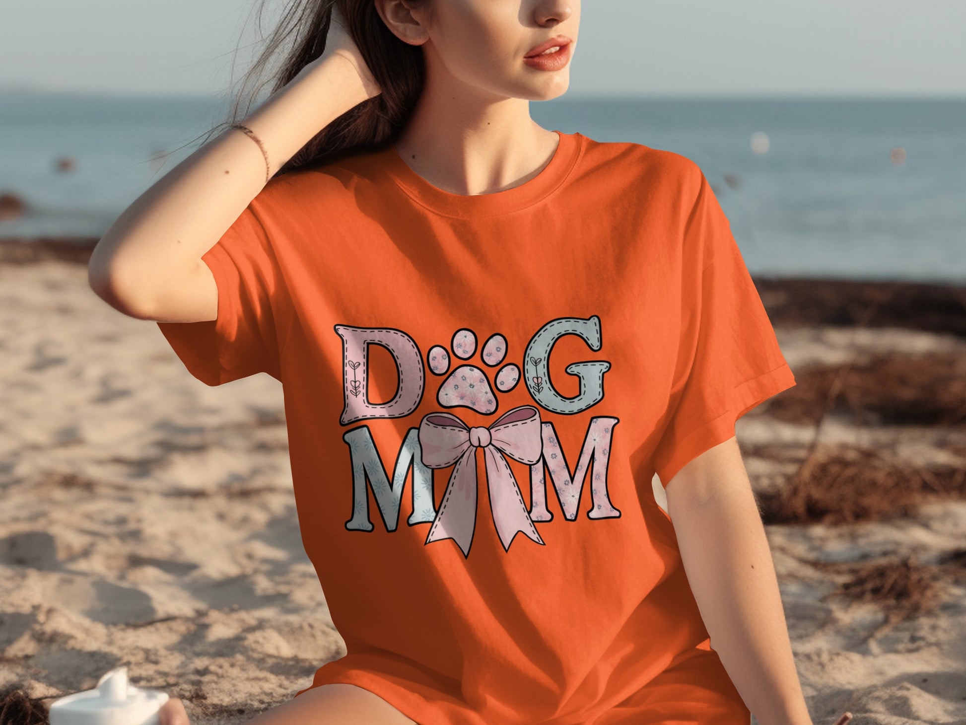 Dog Mom Graphic Design T-Shirt for Beach Lovers