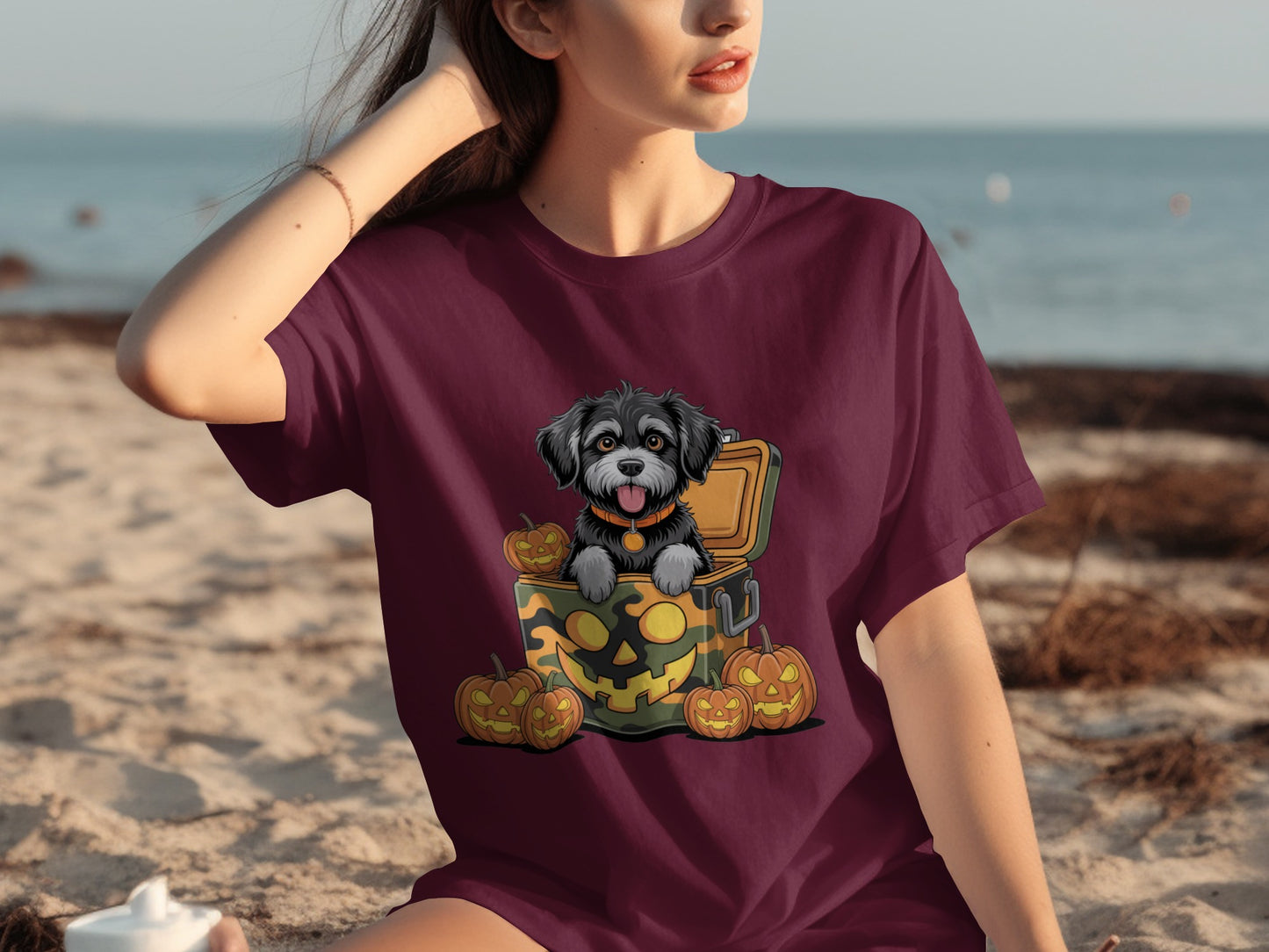 Adorable Halloween Dog with Pumpkins T-shirt product