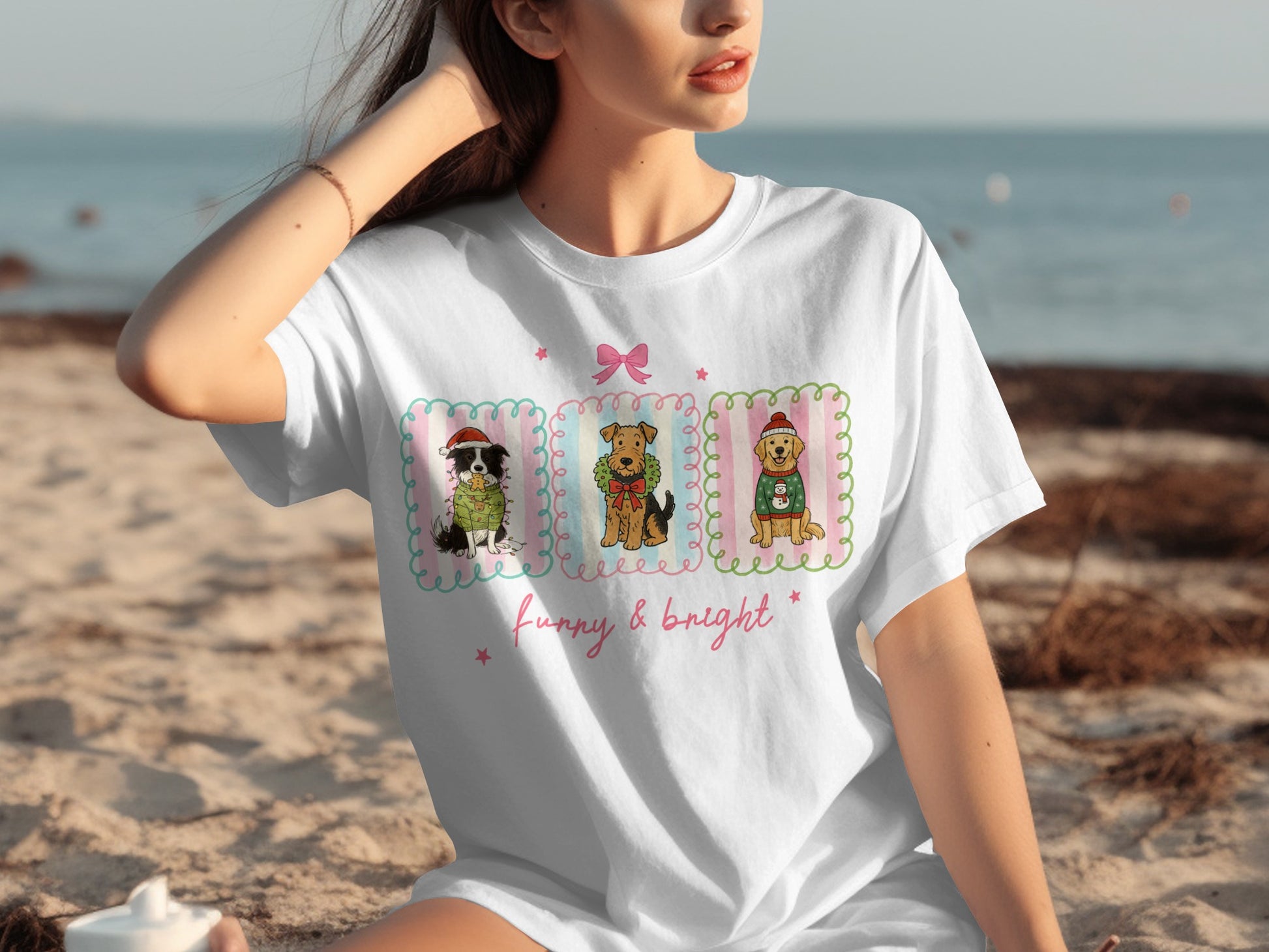Funny and Bright Dogs Graphic Print T-Shirt