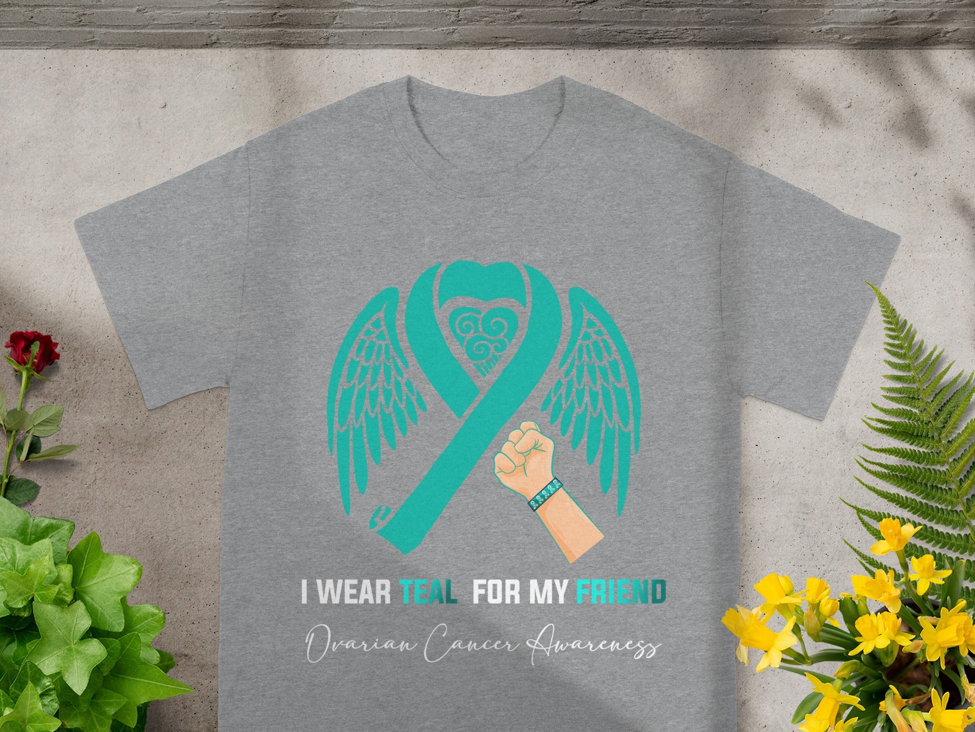 I Wear Teal For My Friend Ovarian Cancer Awareness Shirt