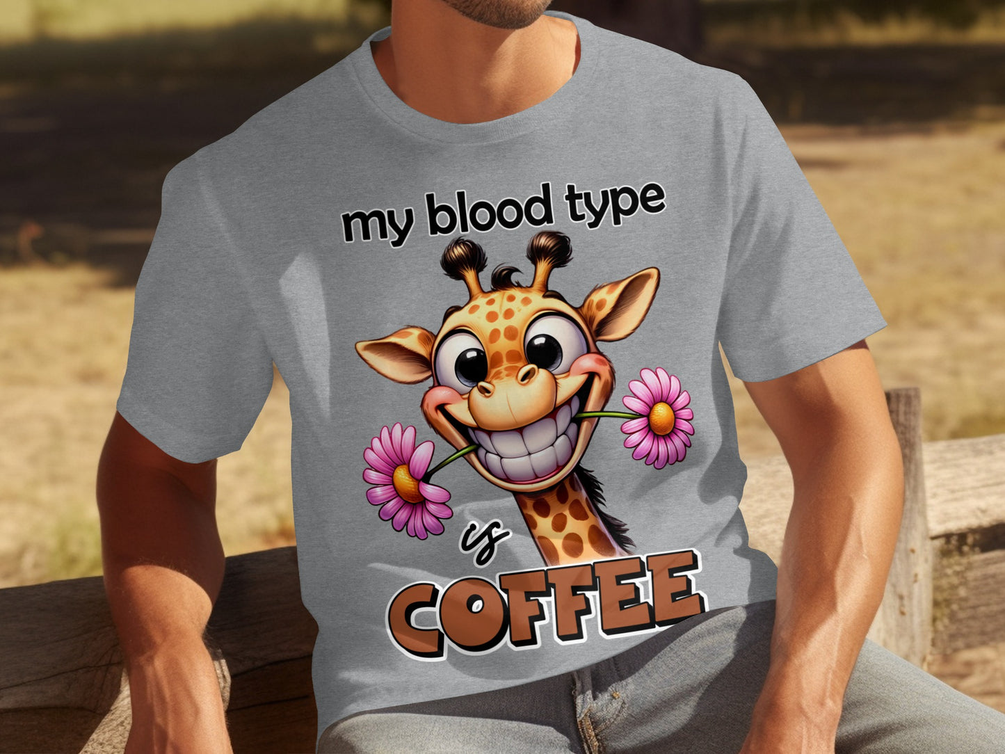 My Blood Type Is Coffee Giraffe Graphic T-Shirt