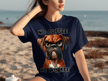 No Coffee No Workee Grumpy Dog Graphic T-Shirt
