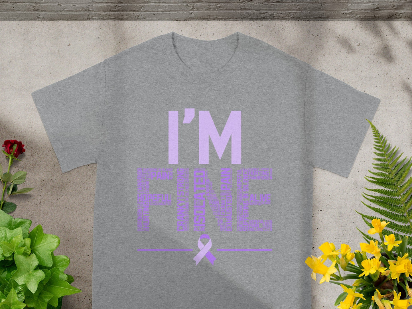I'M FINE Purple Ribbon Awareness T-shirt