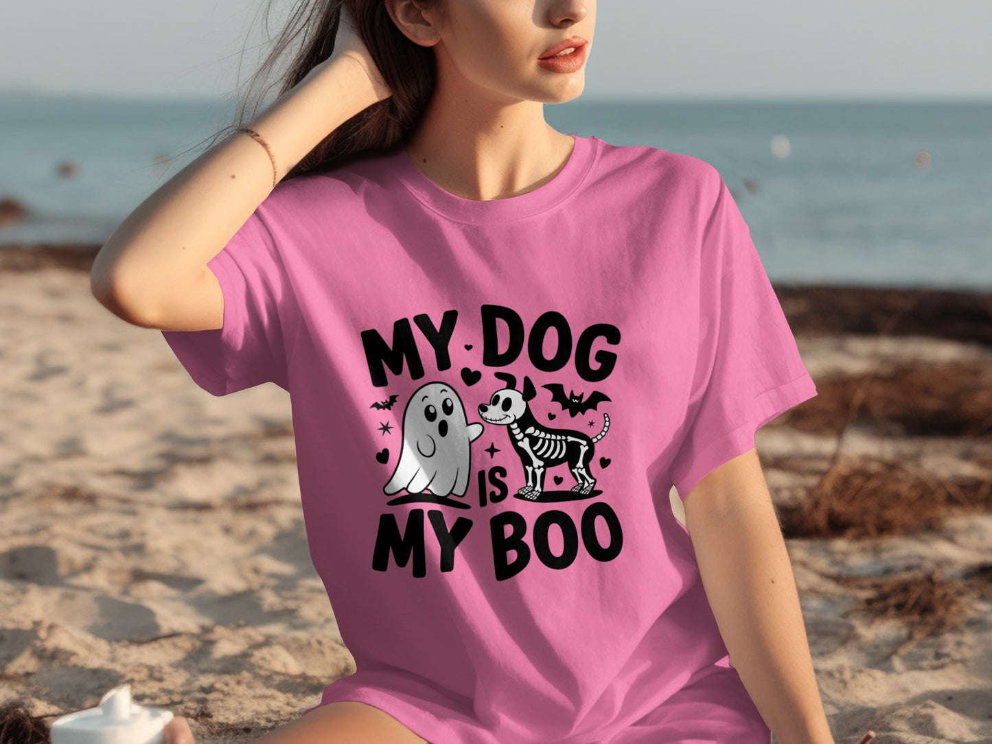 My Dog Is My Boo Halloween Ghost and Skeleton Design Shirt