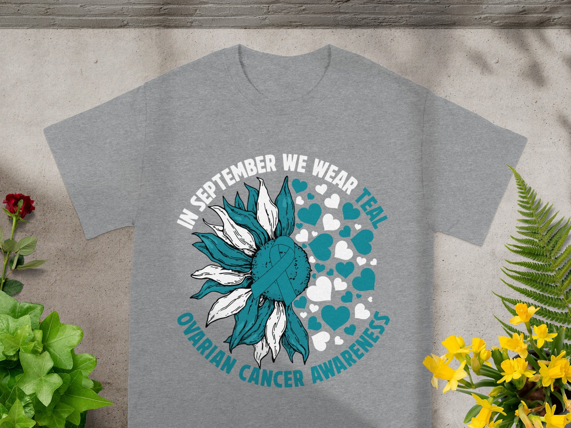 In September We Wear Teal Ovarian Cancer Awareness Shirt
